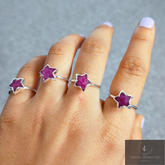Ruby Star Ring, Electroplated Jewelry, Pink Ruby Ring, Natural Ruby Ring, Star Ring, Gemstone Ring, Birthstone Ring, Gift Jewelry, Gift